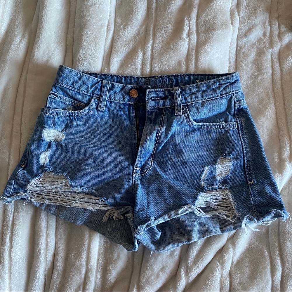 High Rise Distressed Shorts